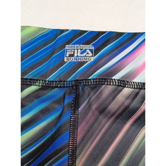 Fila Sport Performance Running Mid Rise Capri Leggings M Neon Multicolor Rainbow - Picture 7 of 7